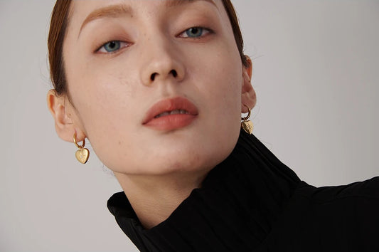 Heart shape huggie hoop earrings women gift - product image