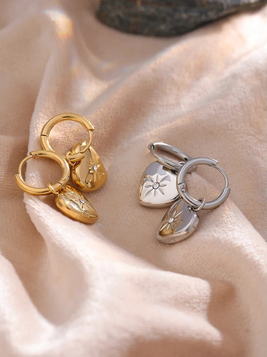 Heart shape huggie hoop earrings women gift - product image
