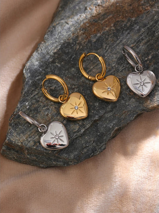 Heart shape huggie hoop earrings women gift - product image