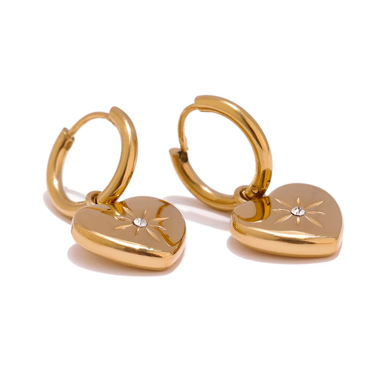 Heart shape huggie hoop earrings women gift - product image