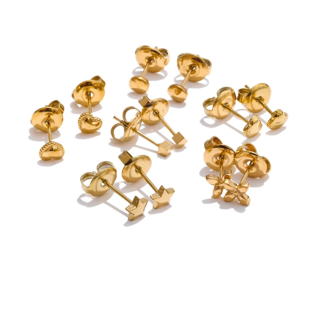 Heart star flower round daily stacked earrings - product image