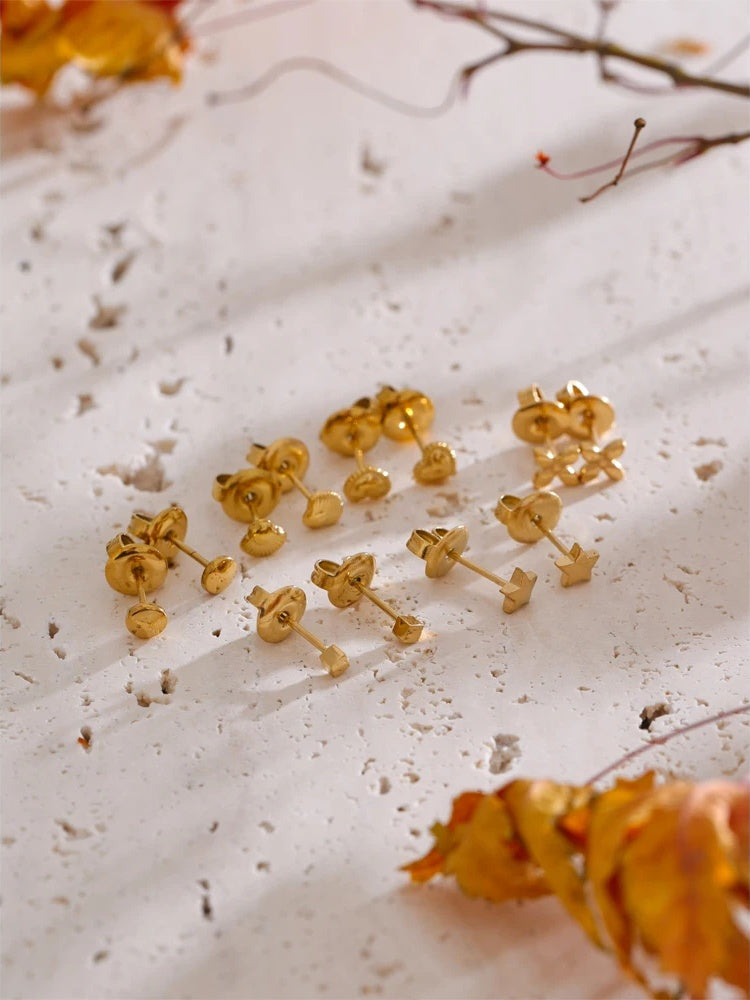 Heart star flower round daily stacked earrings - product image