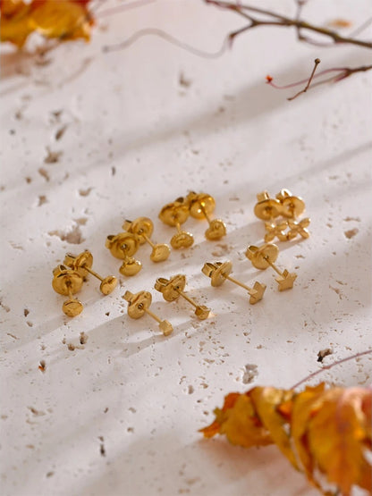 Heart star flower round daily stacked earrings - product image