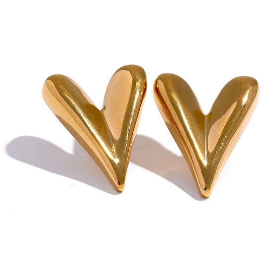 Heart stud push-back basic daily earrings - product image