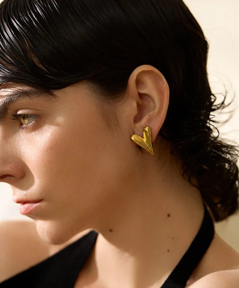 Heart stud push-back basic daily earrings - product image