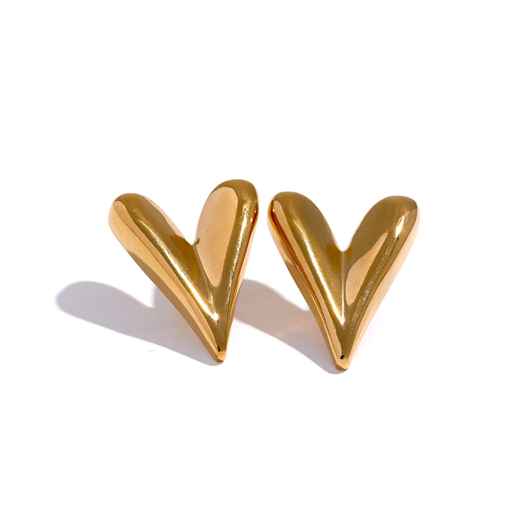 Heart stud push-back basic daily earrings - product image