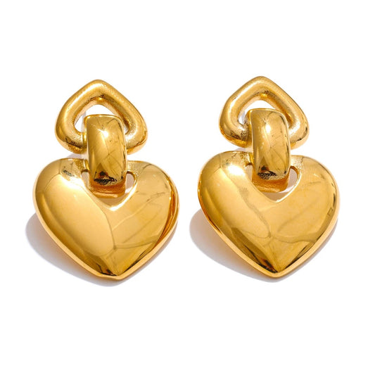 Heart stud rust resistant polished earrings - product image