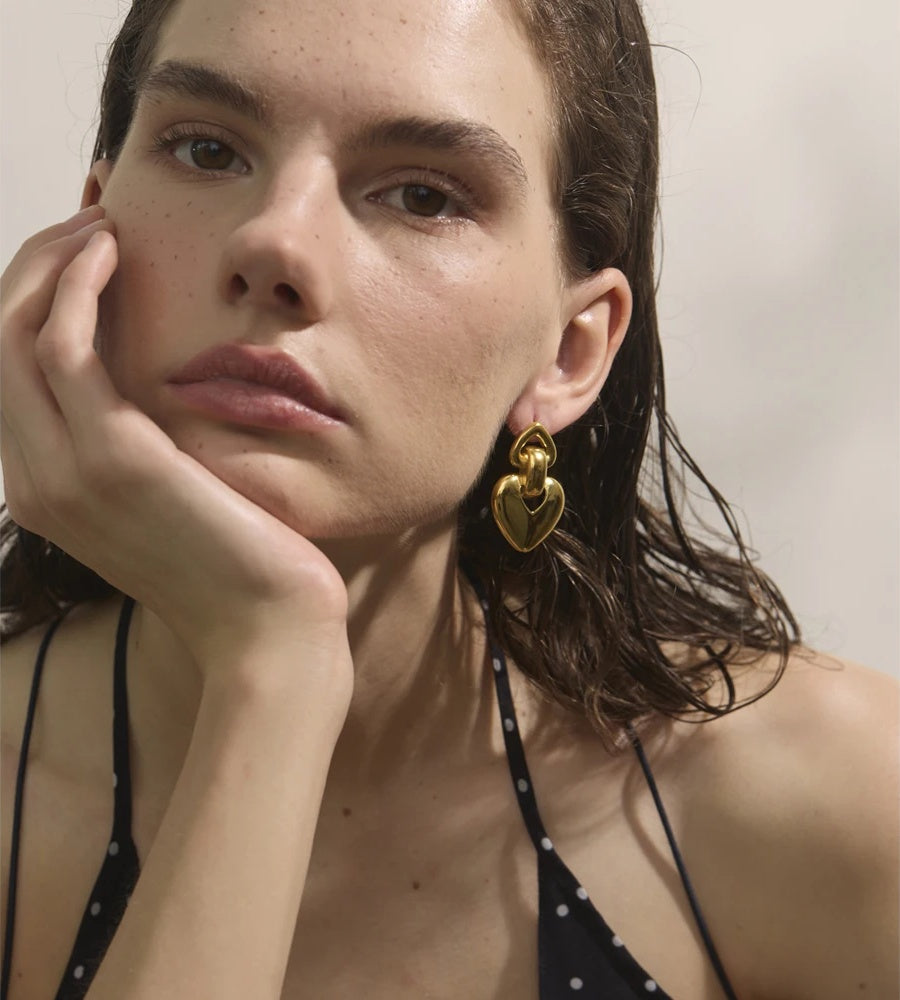 Heart stud rust resistant polished earrings - product image