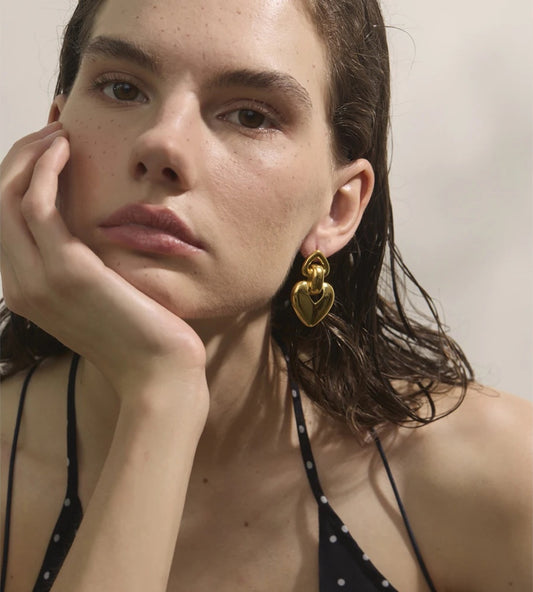 Heart stud rust resistant polished earrings - product image