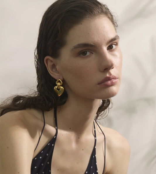 Heart stud rust resistant polished earrings - product image
