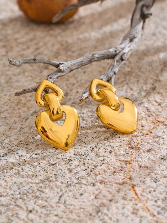 Heart stud rust resistant polished earrings - product image