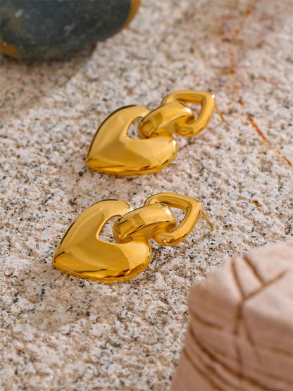 Heart stud rust resistant polished earrings - product image