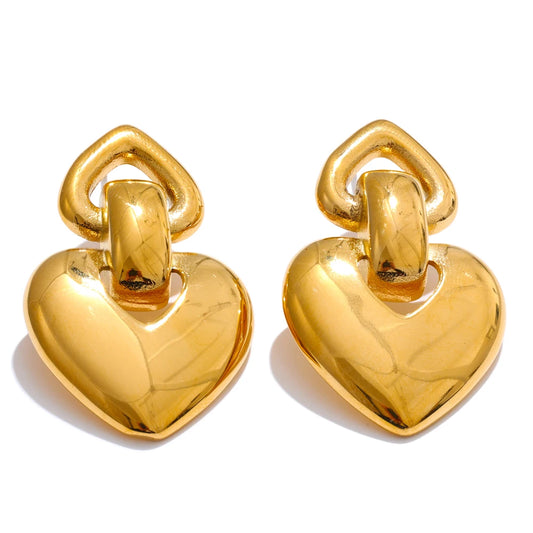 Heart stud rust resistant polished earrings - product image