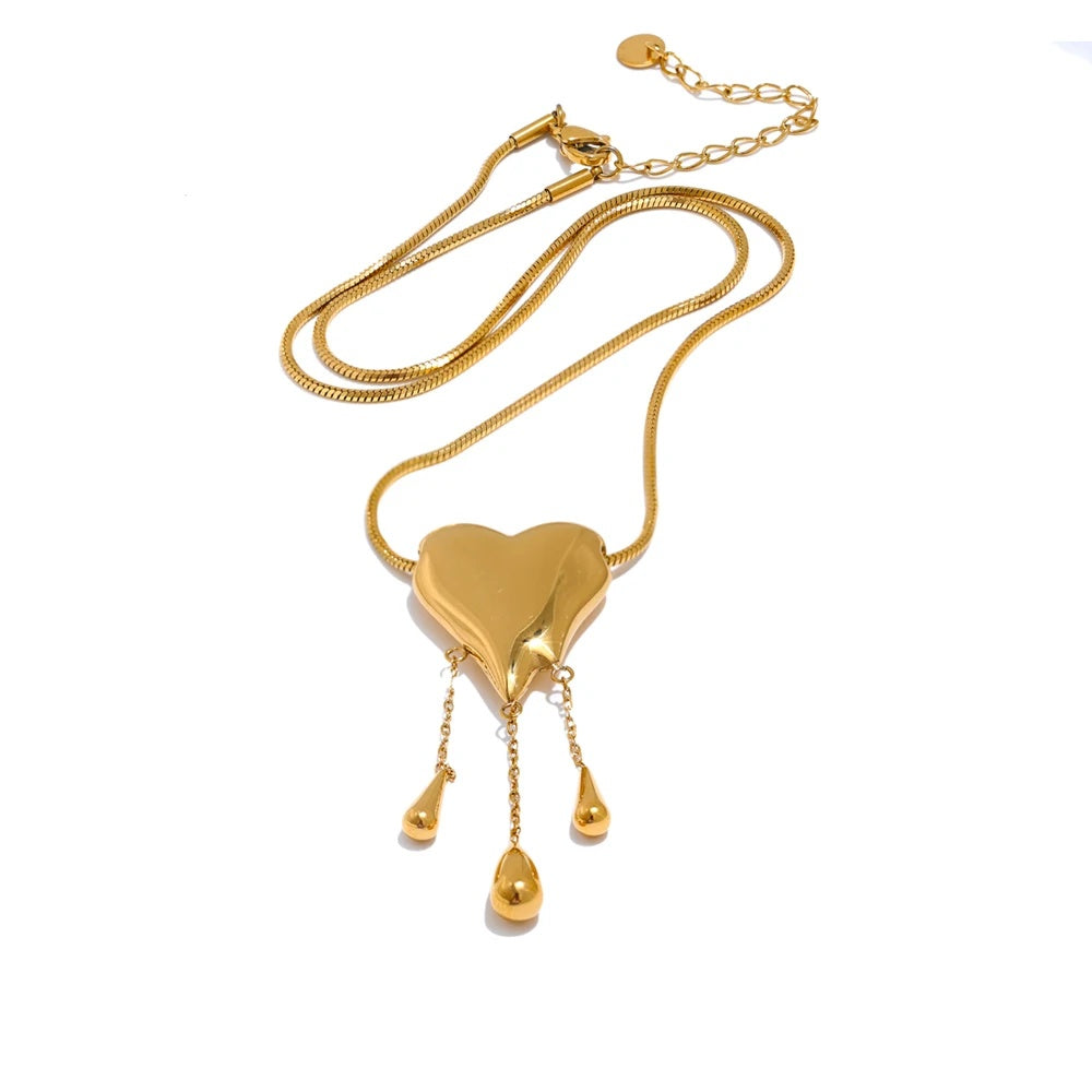 Heart water drop polished high quality necklace - product image