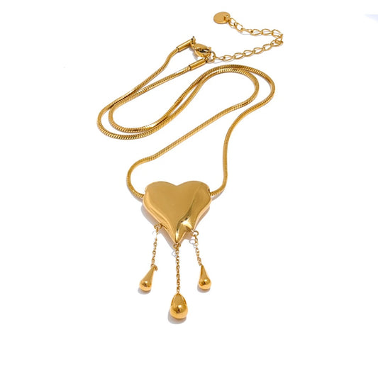 Heart water drop polished high quality necklace - product image