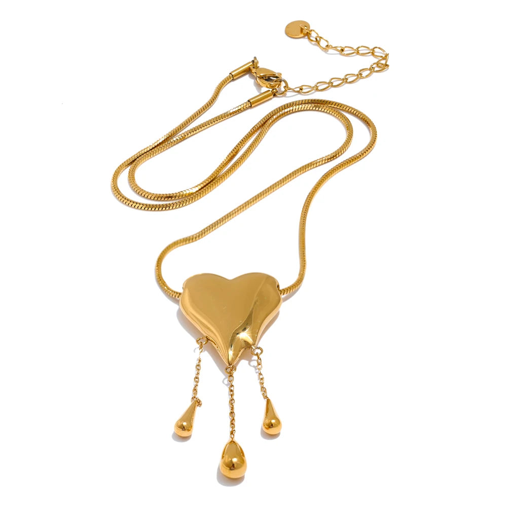 Heart water drop polished high quality necklace - product image