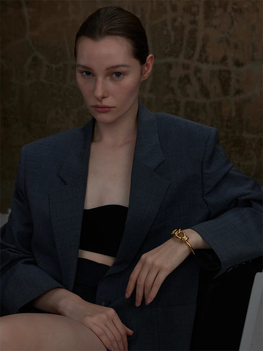 Heavy metal knot cuff open statement bracelet - product image