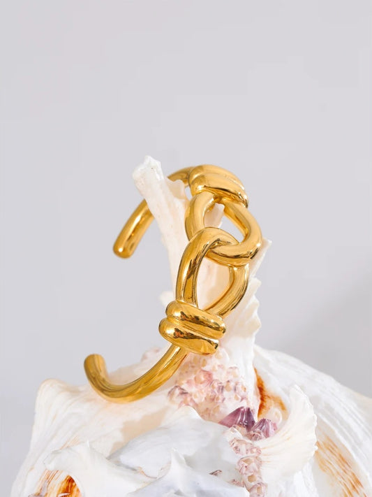 Heavy metal knot cuff open statement bracelet - product image