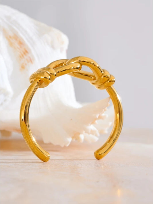 Heavy metal knot cuff open statement bracelet - product image