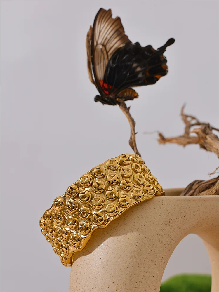 Heavy wide open cuff water resistant bracelet - product image