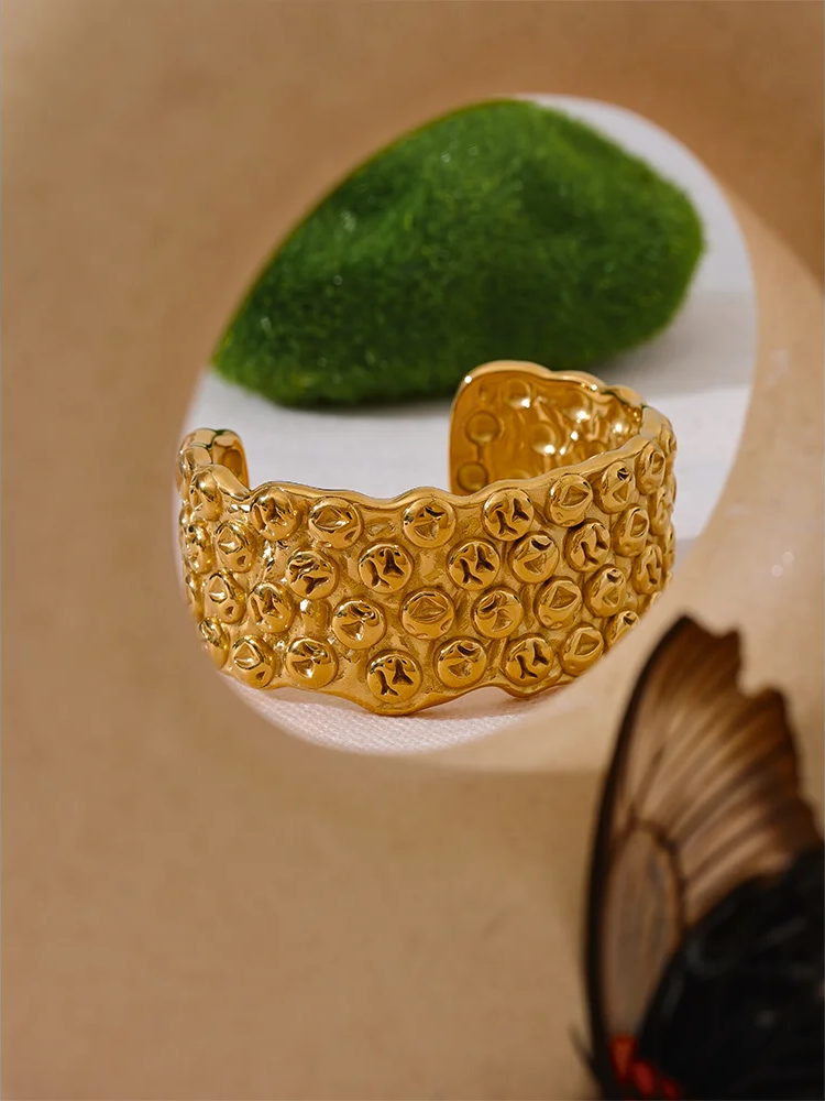 Heavy wide open cuff water resistant bracelet - product image