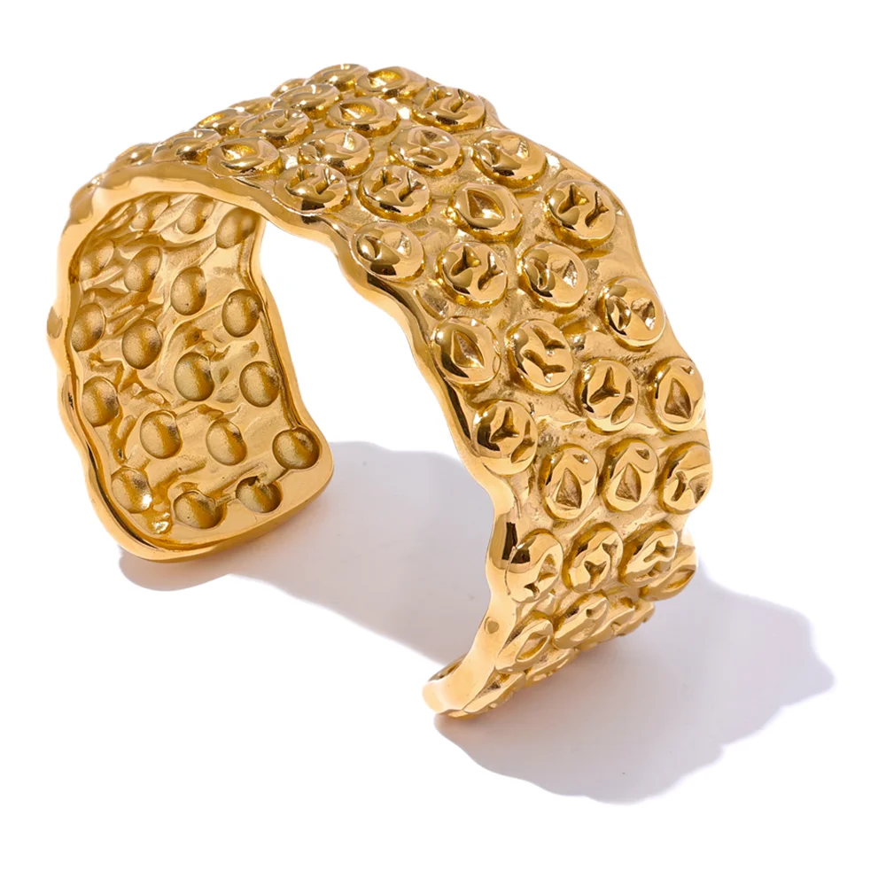 Heavy wide open cuff water resistant bracelet - product image