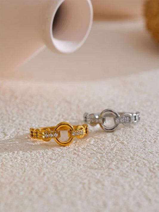 High quality cubic zirconia setting link ring - product image