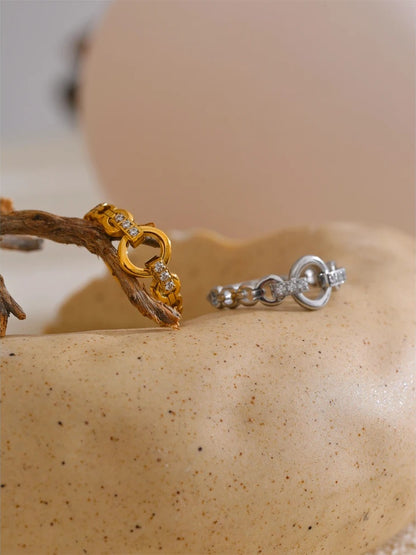 High quality cubic zirconia setting link ring - product image
