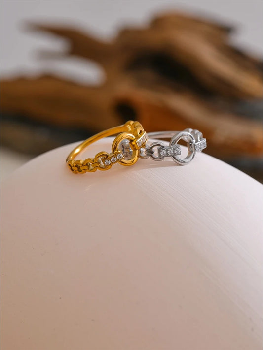 High quality cubic zirconia setting link ring - product image