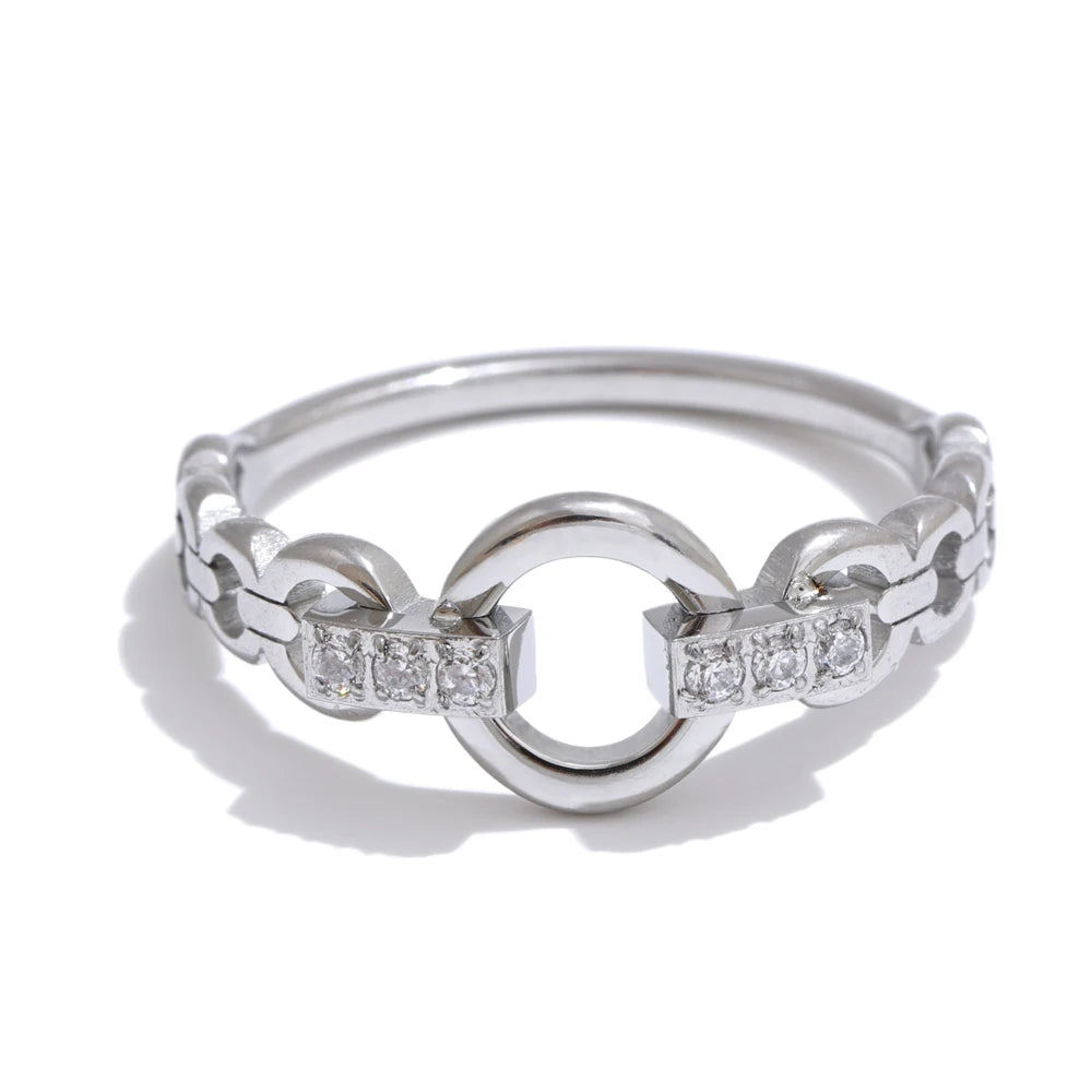 High quality cubic zirconia setting link ring - product image