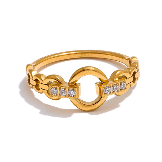High quality cubic zirconia setting link ring - product image