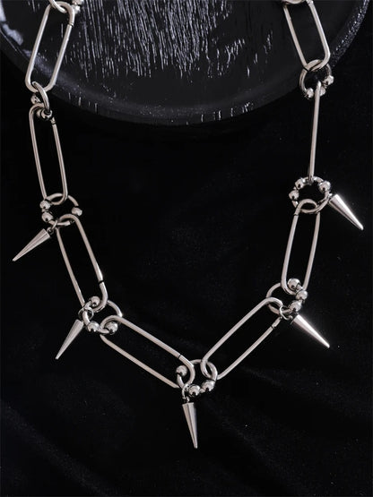 Hip hop rivet drop chain vintage gothic necklace - product image