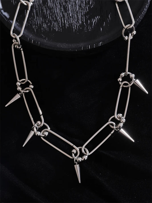 Hip hop rivet drop chain vintage gothic necklace - product image