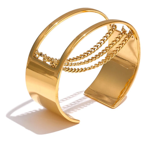 Hollow chain wide adjustable statement bracelet - product image