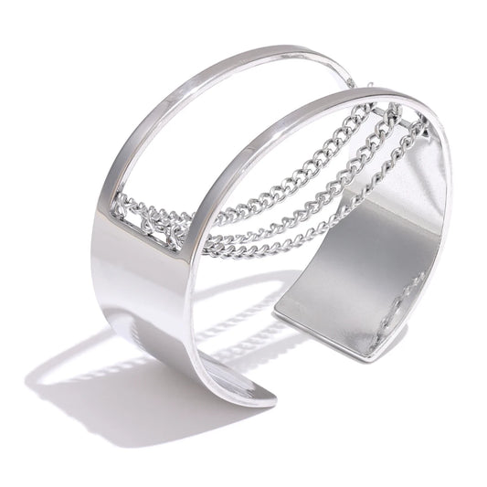 Hollow chain wide adjustable statement bracelet - product image