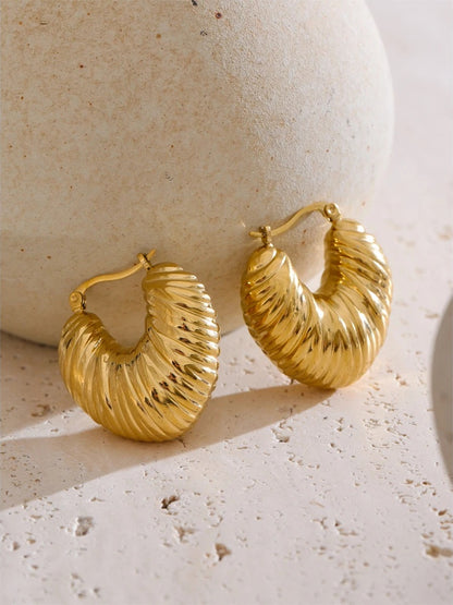 Hollow chunky metal hoop earrings - product image