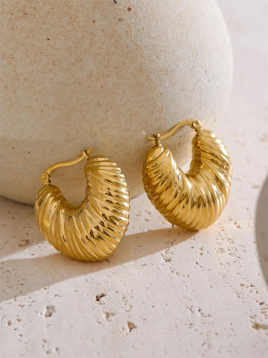 Hollow chunky metal hoop earrings - product image