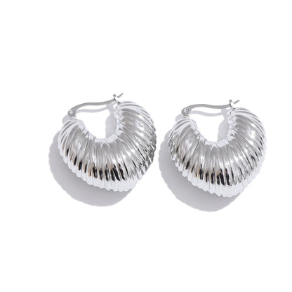 Hollow chunky metal hoop earrings - product image