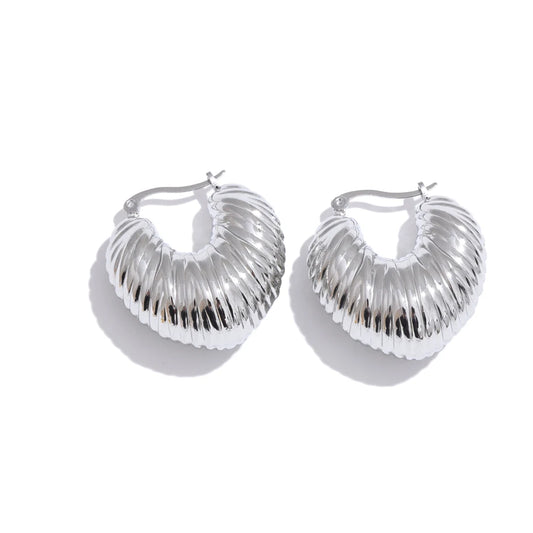 Hollow chunky metal hoop earrings - product image