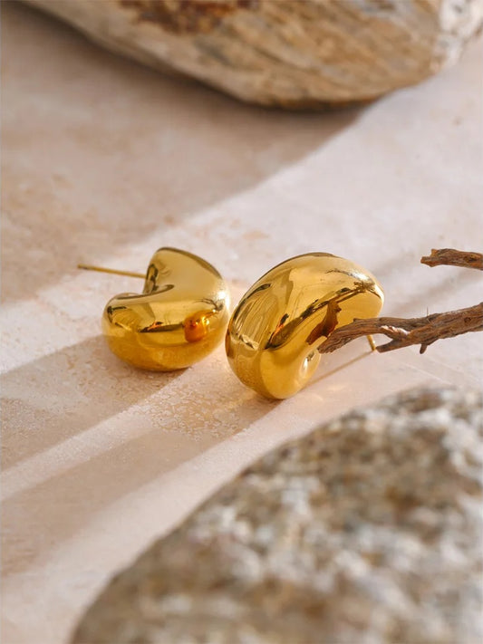 Hollow chunky textured unusual stud earrings - product image