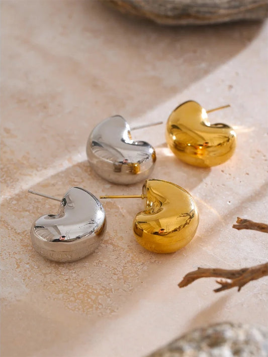 Hollow chunky textured unusual stud earrings - product image