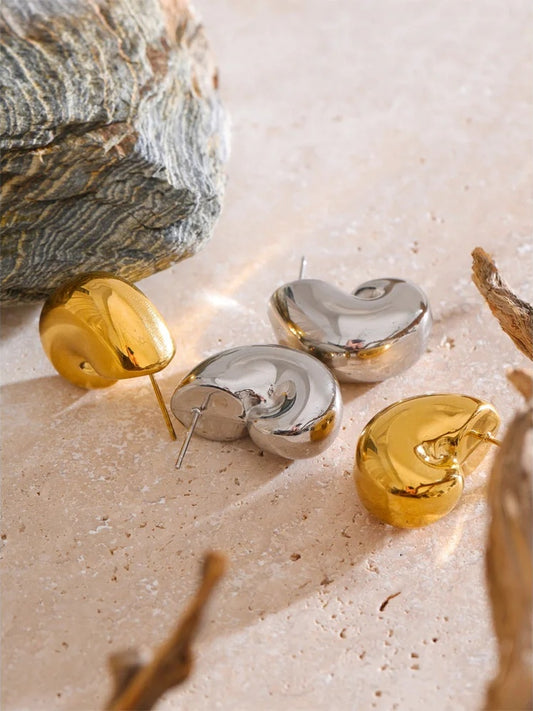 Hollow chunky textured unusual stud earrings - product image