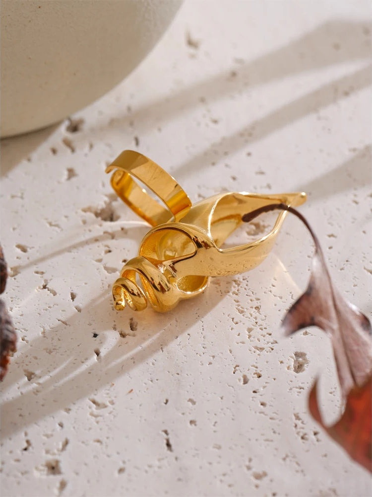 Hollow conch open adjustable ring - product image
