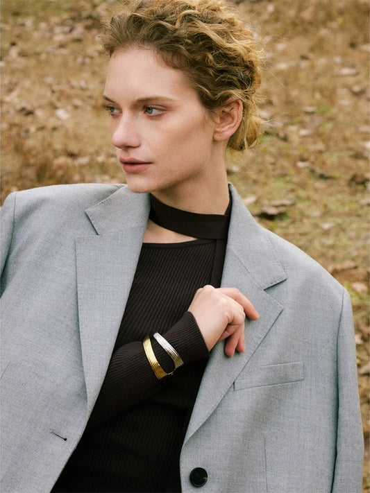 Hollow contemporary open cuff minimalist bracelet - product image