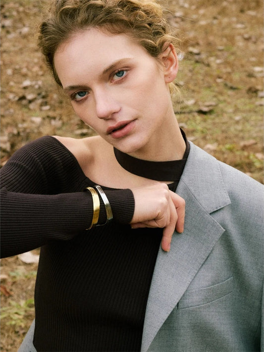 Hollow contemporary open cuff minimalist bracelet - product image