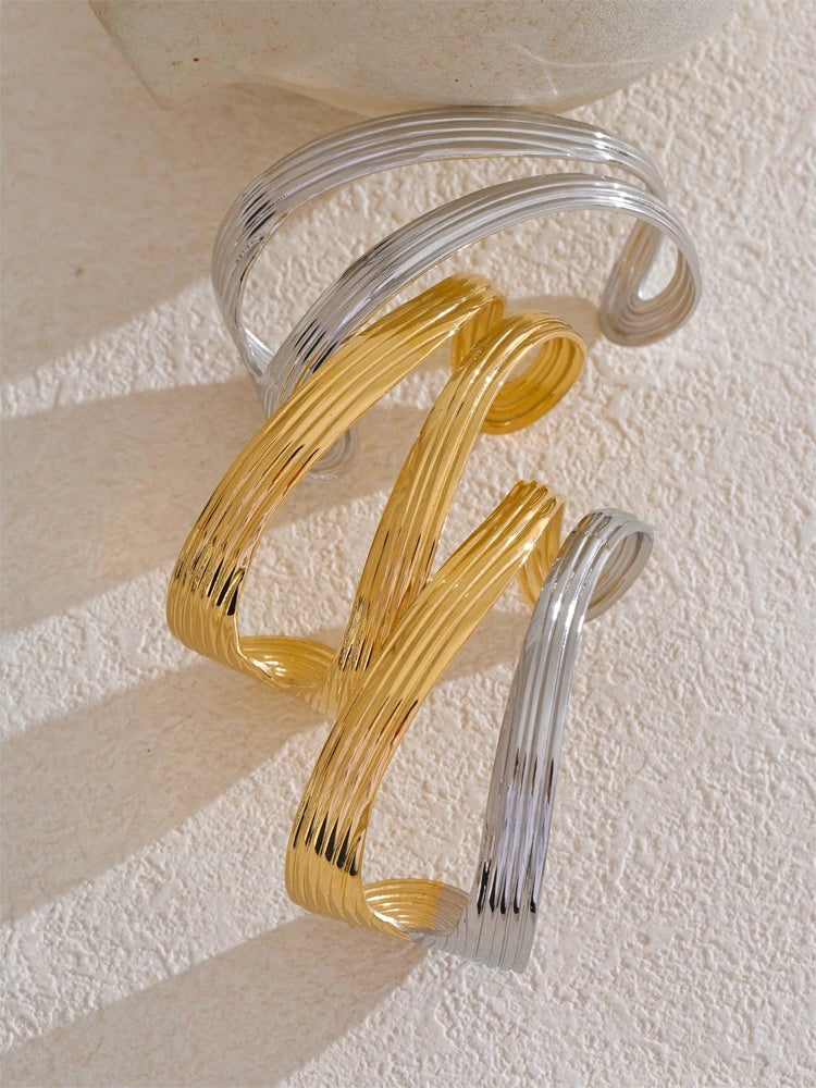 Hollow contemporary open cuff minimalist bracelet - product image
