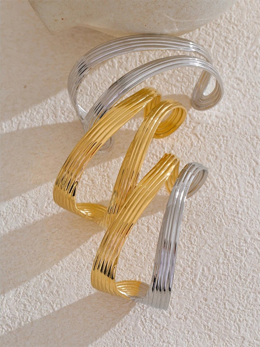 Hollow contemporary open cuff minimalist bracelet - product image