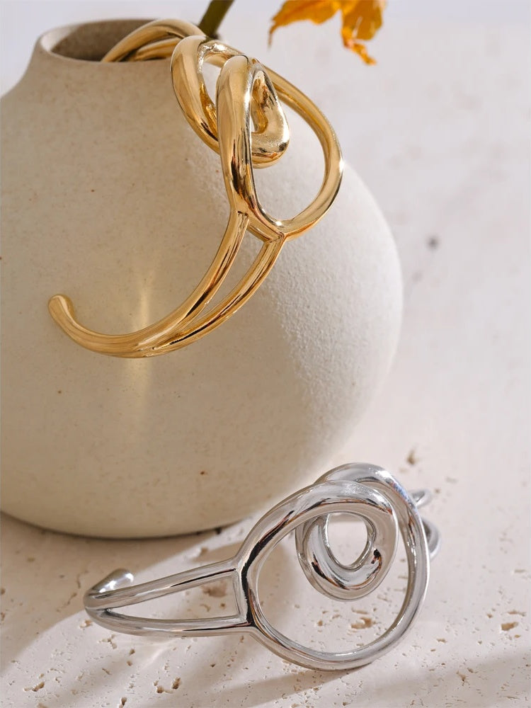 Hollow heart cuff open adjustable bracelet - product image