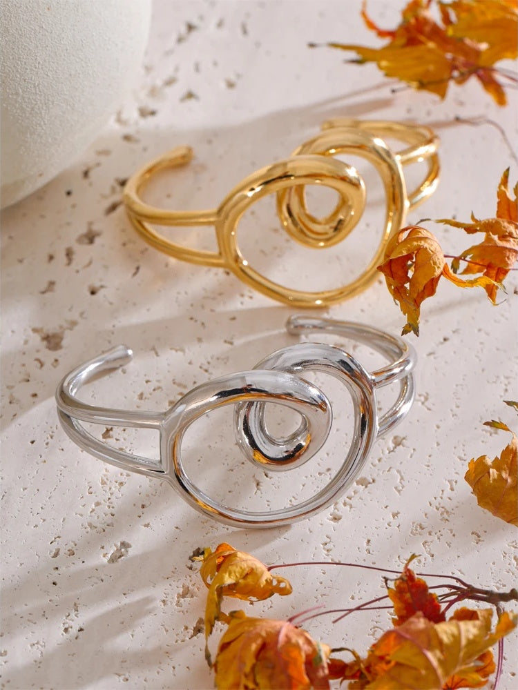 Hollow heart cuff open adjustable bracelet - product image