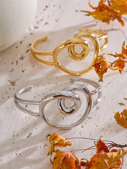Hollow heart cuff open adjustable bracelet - product image